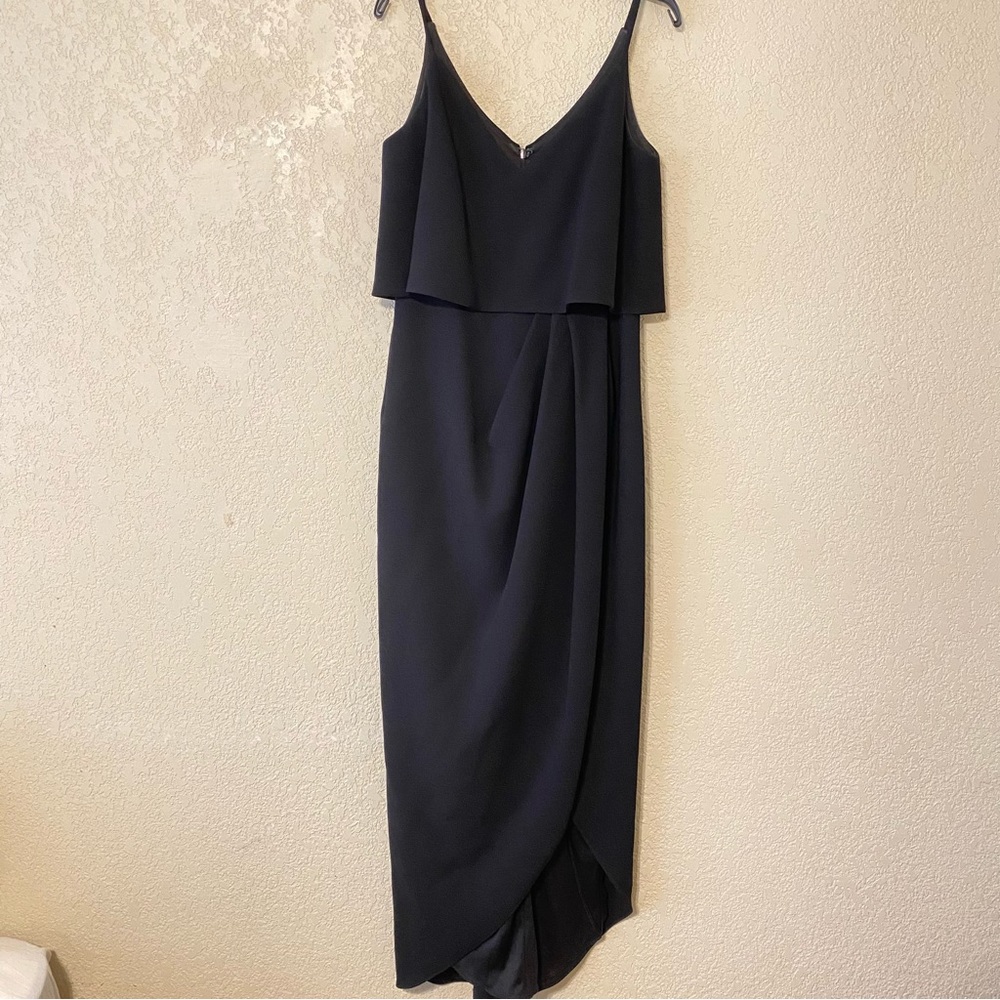 Aqua maxi black tulip hem evening dress